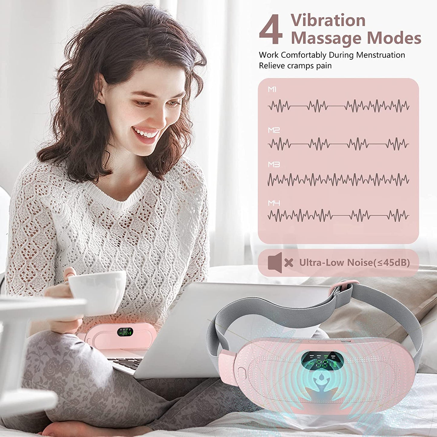 TranquiVibe™ CrampSoothe: Dynamic Heat & Massage Therapy Pad for Period Pain Relief